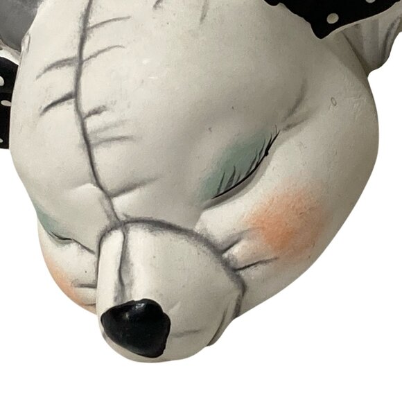 Ceramic Sleeping Baby Reindeer Figurine Antlers Polka Dot Holiday Decoration - Picture 3 of 7